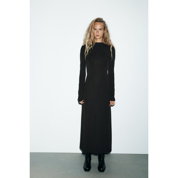 ZARA OPEN BACK CREPE DRESS - Picture 2 of 8